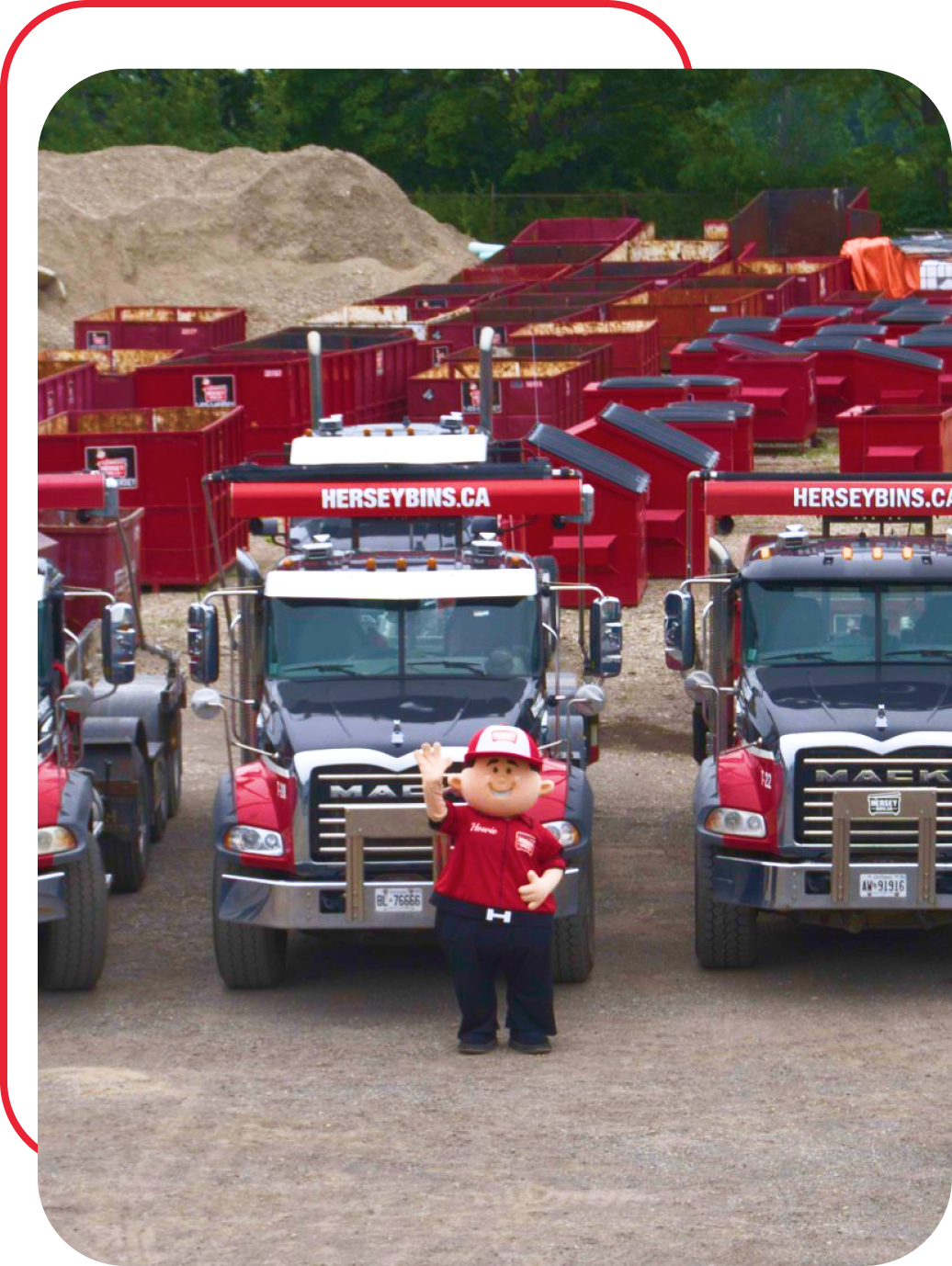 Hersey Bins trucks & dumpsters at Hamilton service yard.